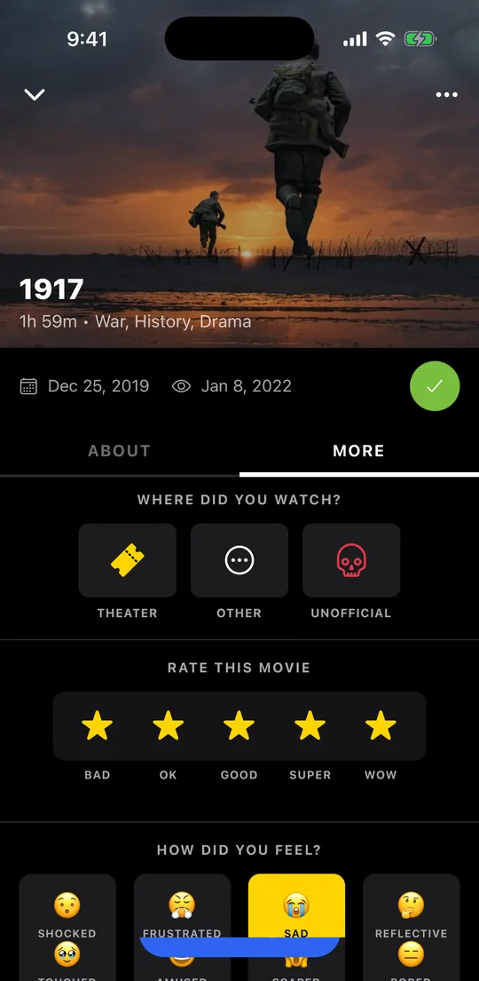 Rate a film, say how it felt